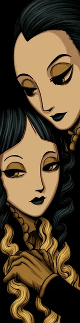 Free dark romance bookmark featuring a couple in black and gold tones